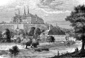 The monastery on the Michelsberg and the Buergerhofspital in Bamberg