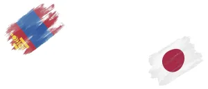 Mongolia and Japan Flags on White Background