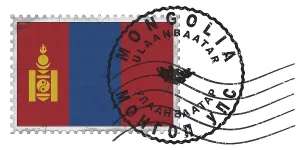 Mongolia Ulaanbaatar Stamp with National Flag and Postmark