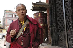 Monk, Boudhanath, Kathmandu, Nepal, Asia