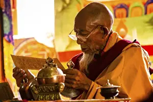 Category Buddhism Prints: Monk at a religious festival, Likir Monastery or Likir Gompa
