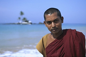 Category Buddhism Prints: Monk, Wiwala Beach near Hikkaduwa