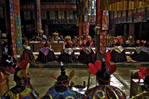 Monks of the black cap order, Tshurpu Convent near Lhasa