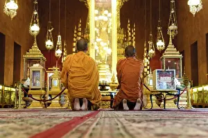 Monks praying in Silver Pagoda