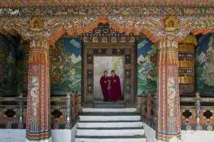 Monks at Trongsa Dzong, Trongsa District