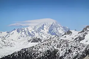 Mont Blanc massif, in the foreground mountains of the Vallee de Courchevel