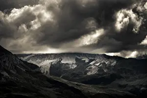 Category Mountain Landscapes Prints: Montafon mountains with dramatic cloudy sky