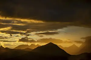 Montafon mountains with dramatic cloudy sky at sunset