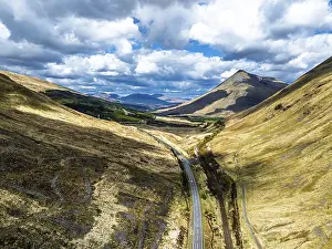Montaims over West Highland Way A82 from a drone