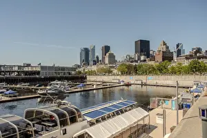 Framed Print : Montreal city skyline panorama over river in the day with urban buildings