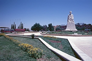 Monument of Hafiz al-Assad in Medina es Saura, Lake Assad, Syria, May 1987, vintage, retro, old, historical, Asia