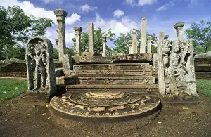 Moon stone at Mahasen palace in Anuradhapura