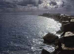Moonlight with lighthouse, Algiers