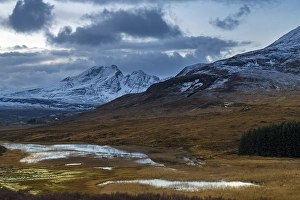 Category Mountain Landscapes Prints: Moorland with Highland Landscape with winter Cullins Mountains