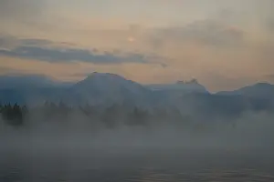 Morning atmosphere at full moon