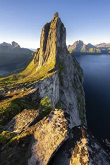 Morning atmosphere, steep mountain Segla