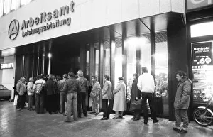 In the morning in front of the doors open in front of the labour office 1982