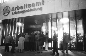 In the morning in front of the doors open in front of the labour office 1982
