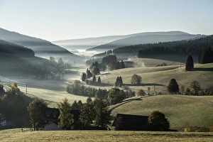 Morning fog in autumn, Jostal, Black Forest