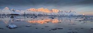 Morning light, mountains, snowy