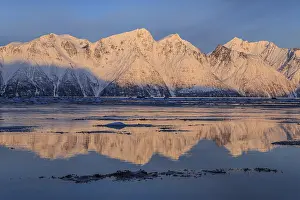 Morning light, mountains, snowy