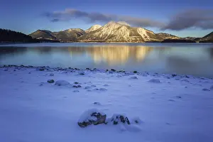 Morning light, sunrise, mountain lake