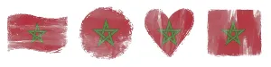 Morocco Flag Set Brush Stroke Shapes on White