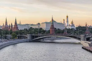 Moscow Kremlin and Moscow River in the sunny evening