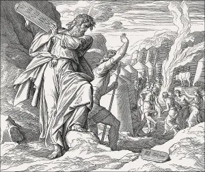 Moses destroying the tables, Golden Calf