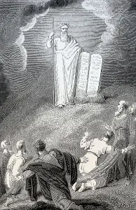 Moses showing the Tables of the Law with the Ten Commandments