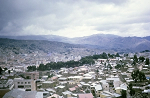 Motion blur Roofs of residential buildings in the city of La Paz, Bolivia, South America, 1962, South America