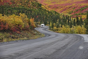Motorhome driving through the Denali National Park