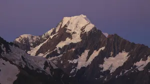 Mount Cook just after sunset. Purple sky