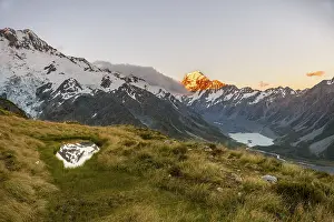 Mount Cook at sunset, Sealy Tarns