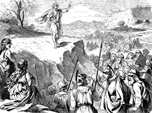 Framed Print : On Mount Grisim, Jotham tells the men of Shechem a fable
