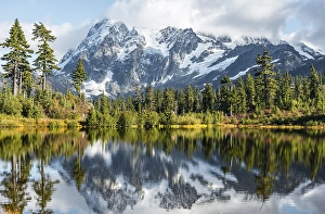 Mount Mt. Shuksan with reflection in Picture Lake