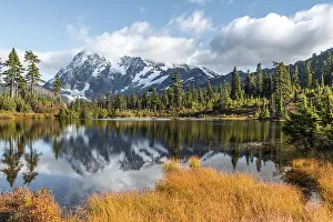 Mount Mt. Shuksan with reflection in Picture Lake