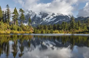 Mount Mt. Shuksan with reflection in Picture Lake