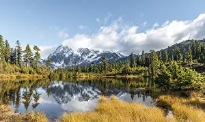 Mount Mt. Shuksan with reflection in Picture Lake