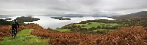 Mountain bikers descending Conic hill on The West Highland Way