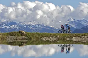 Mountain bikers, male and female