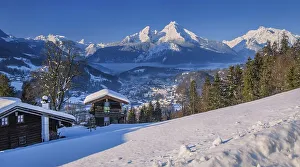 Mountain huts with view to the village