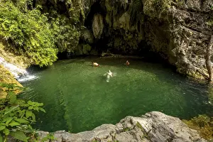 Mountain lake with green water