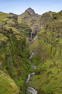 Mountain landscape with green canyon