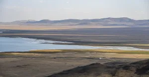 Mountain landscape with Lake Song Kul
