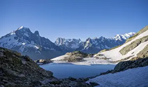 Mountain landscape in the morning light with mountain lake Lac Blanc