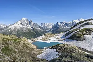 Mountain landscape with mountain lake Lac Blanc