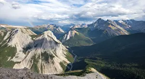 Mountain landscape with river valley and peaks