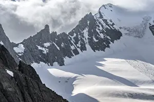Mountain landscape with rock and snow