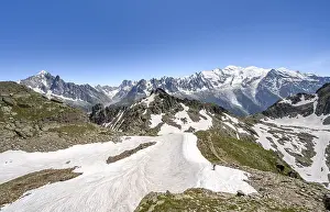 Mountain landscape with snow fields